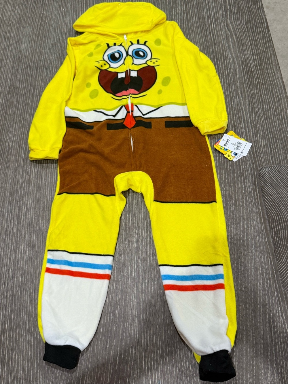 NWT Size small 6/7 SpongeBob Yellow Kids One-Piece Fleece with Hood